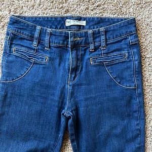 Free people medium wash jeans , flare ,